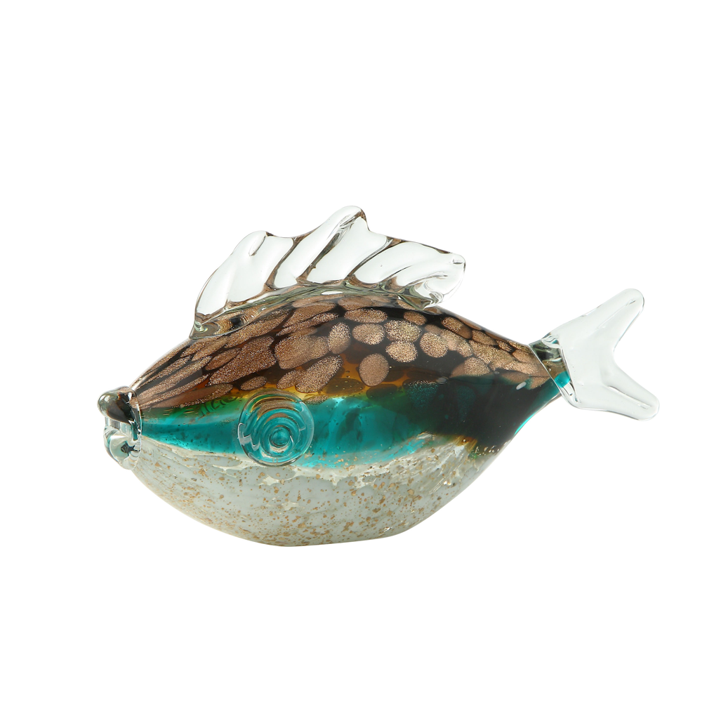47114	 L8"W2.5"H4.5" - GLASS FISH FIGURINE