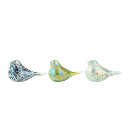 48147asst	 L6.5"W3"H3.5" - ASSORTED COLORS GLASS BIRD FIGURINES