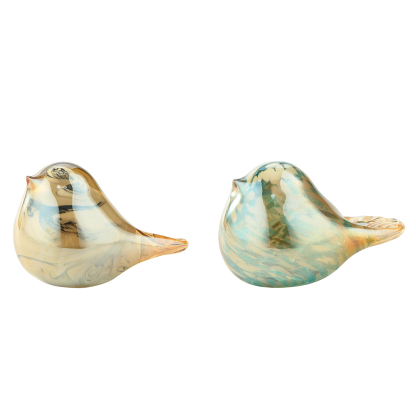48148ASST	 L4"W2.5"H3" - ASSORTED COLORS GLASS BIRD FIGURINES