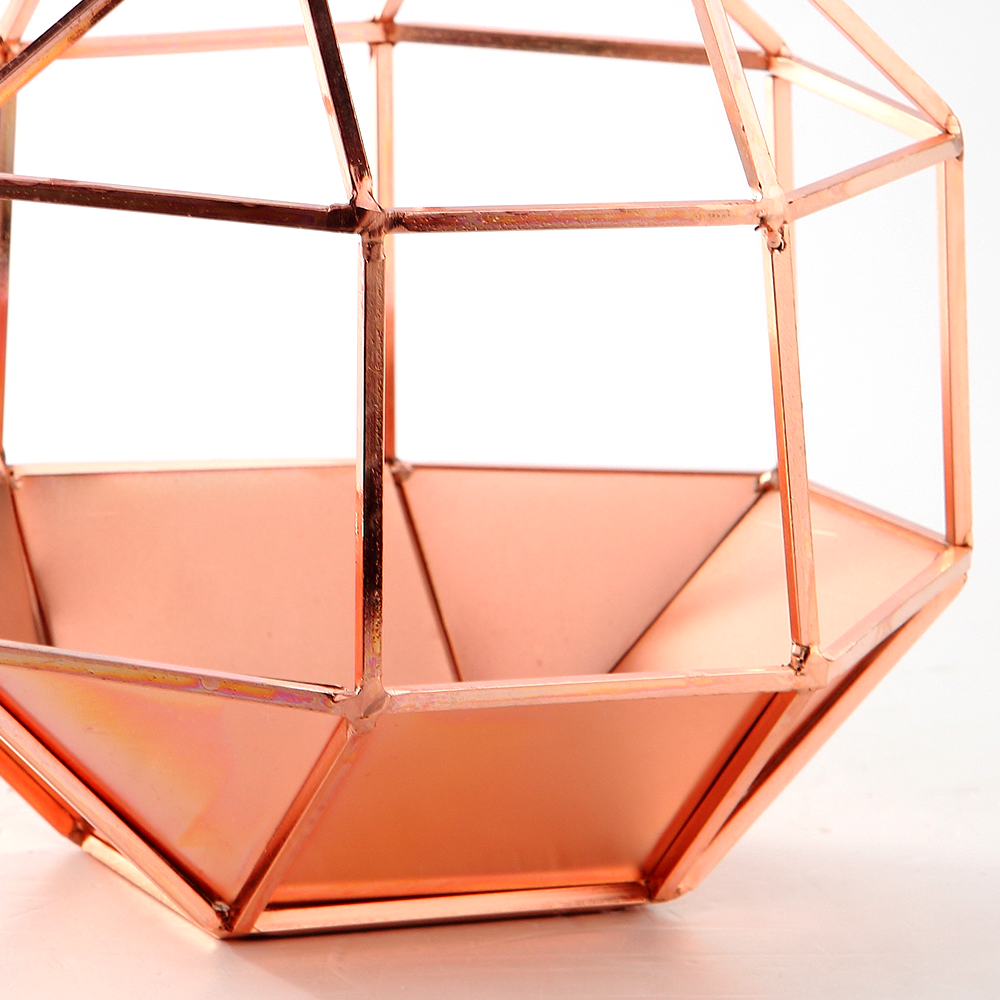 48517	 L8"W8"H11.5" - GEOMETRIC METAL CANDLEHOLDER