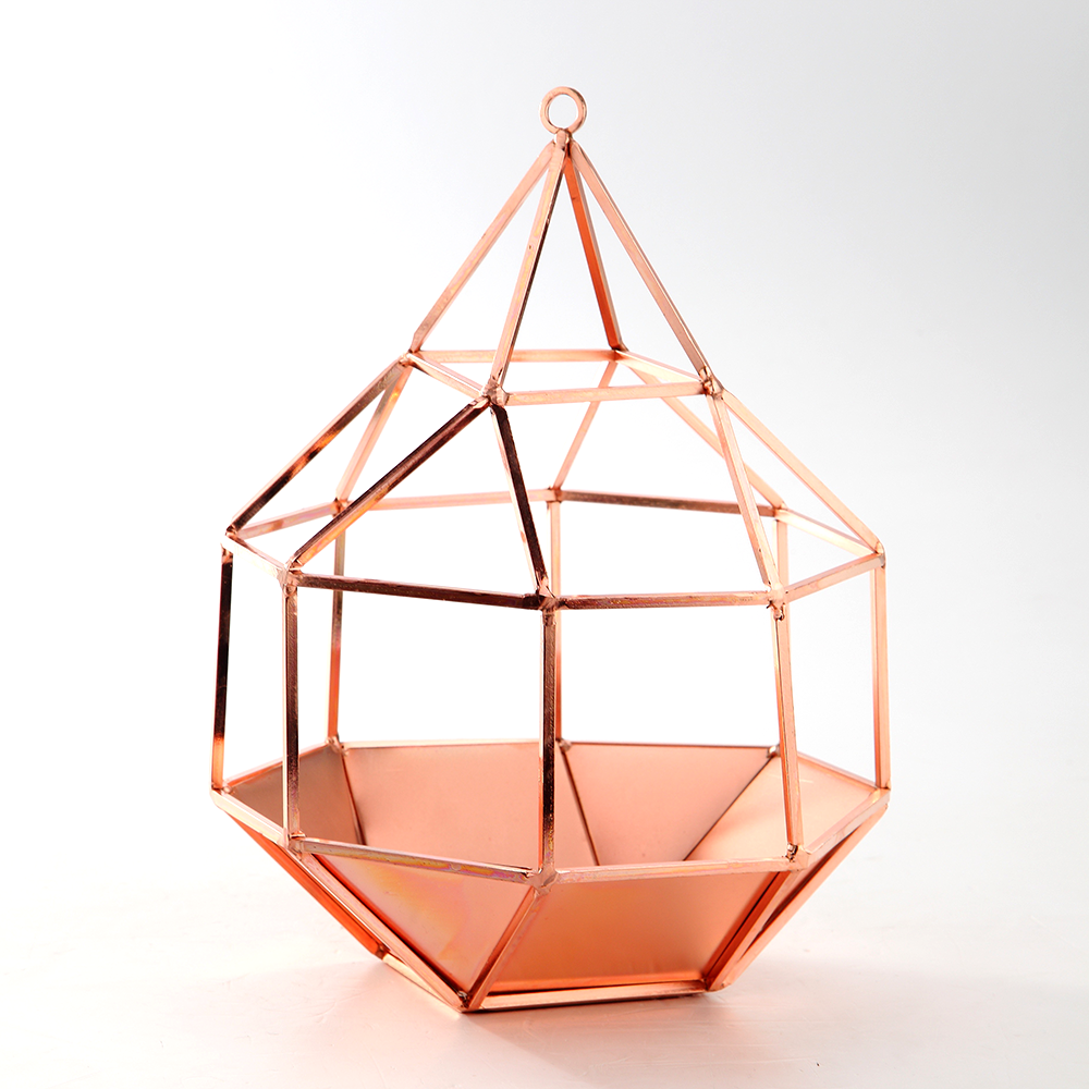 48517	 L8"W8"H11.5" - GEOMETRIC METAL CANDLEHOLDER