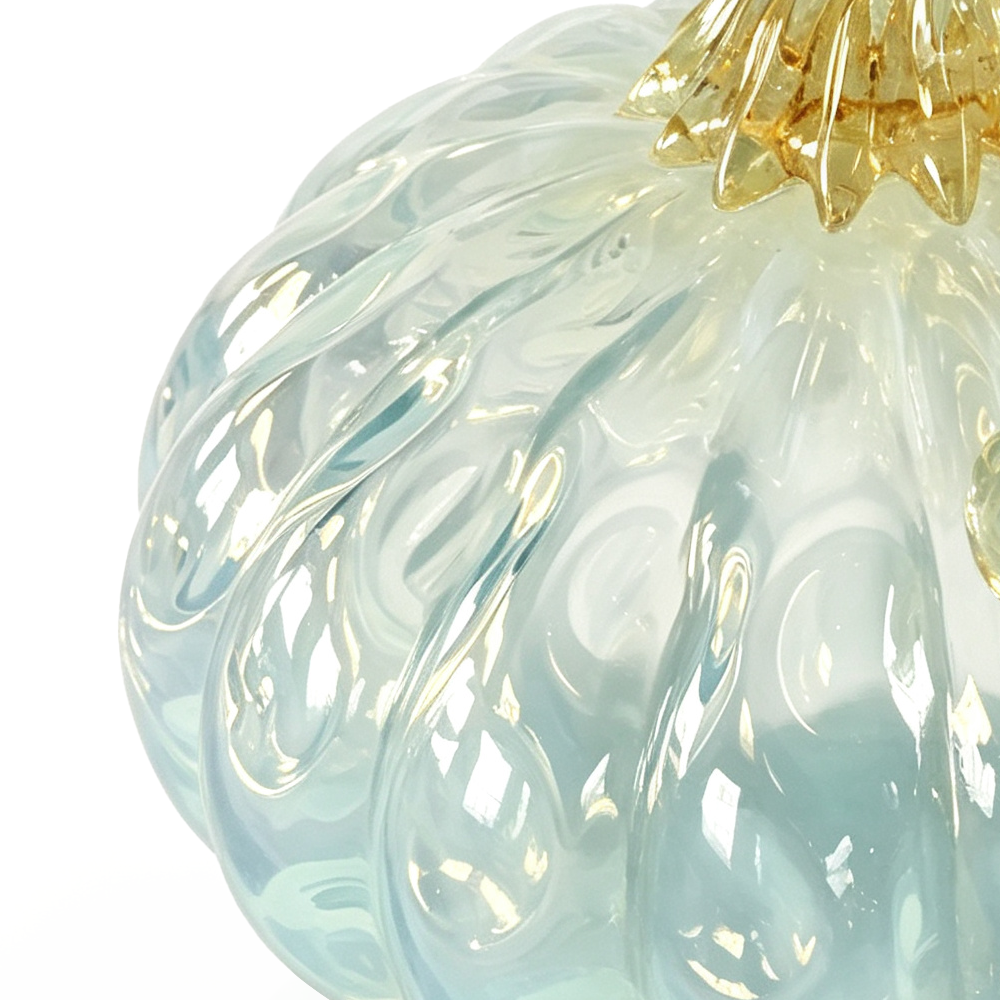 49472-1	 *D5"H4.5" - GLASS PUMPKIN WITH CURLY STEM