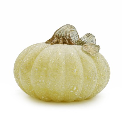 D5"H4.5" - GLASS PUMPKIN WITH CURLY STEM