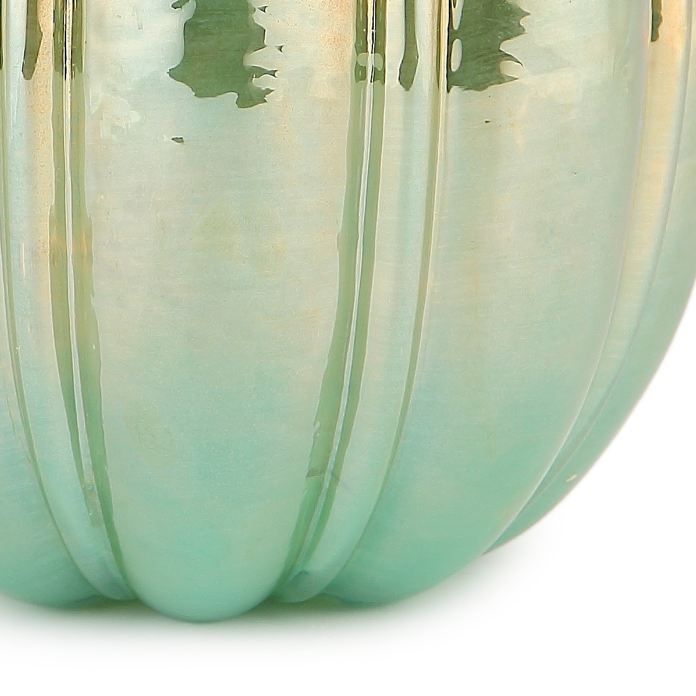 49496-2	 D7"H5.5" - GLASS PUMPKIN WITH CURLY STEM