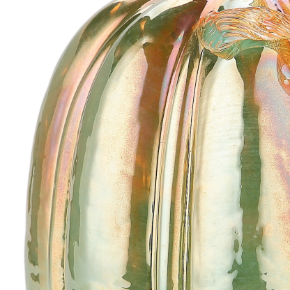 49496-2	 D7"H5.5" - GLASS PUMPKIN WITH CURLY STEM