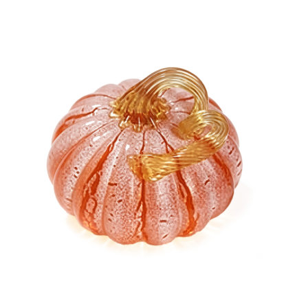 49500-1	 D5"H4.5" - GLASS PUMPKIN WITH CURLY STEM