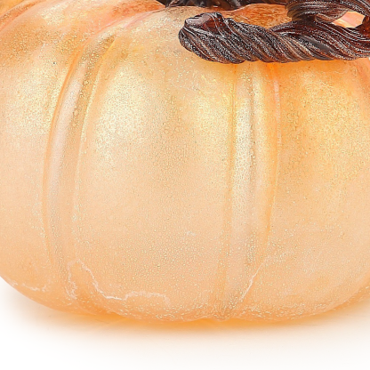 49501-2	 D7.1"H5.5" - GLASS PUMPKIN WITH CURLY STEM