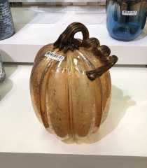 D8"H11" - GLASS PUMPKIN WITH CURLY STEM