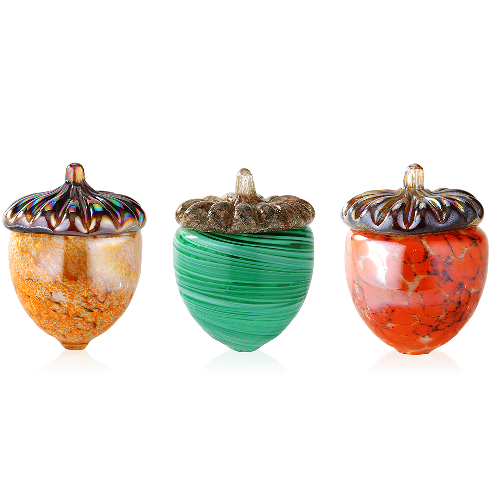 49620ASST	 D3.7"H4.7" - ASSORTED GLASS ACORNS