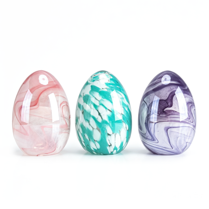 49642ASST	 D4.7"H7.1" - ASSORTED COLORS GLASS EASTER EGGS