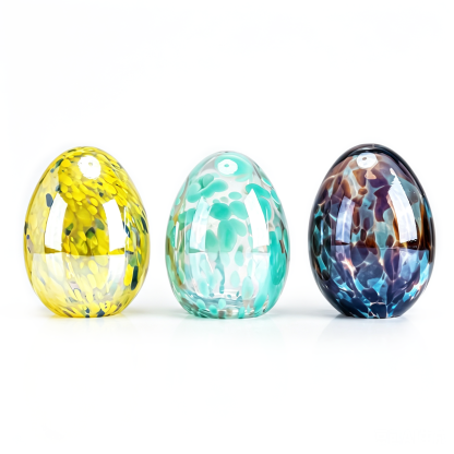 49644ASST	 D4.3"H5.5" - ASSORTED COLORS GLASS EASTER EGGS