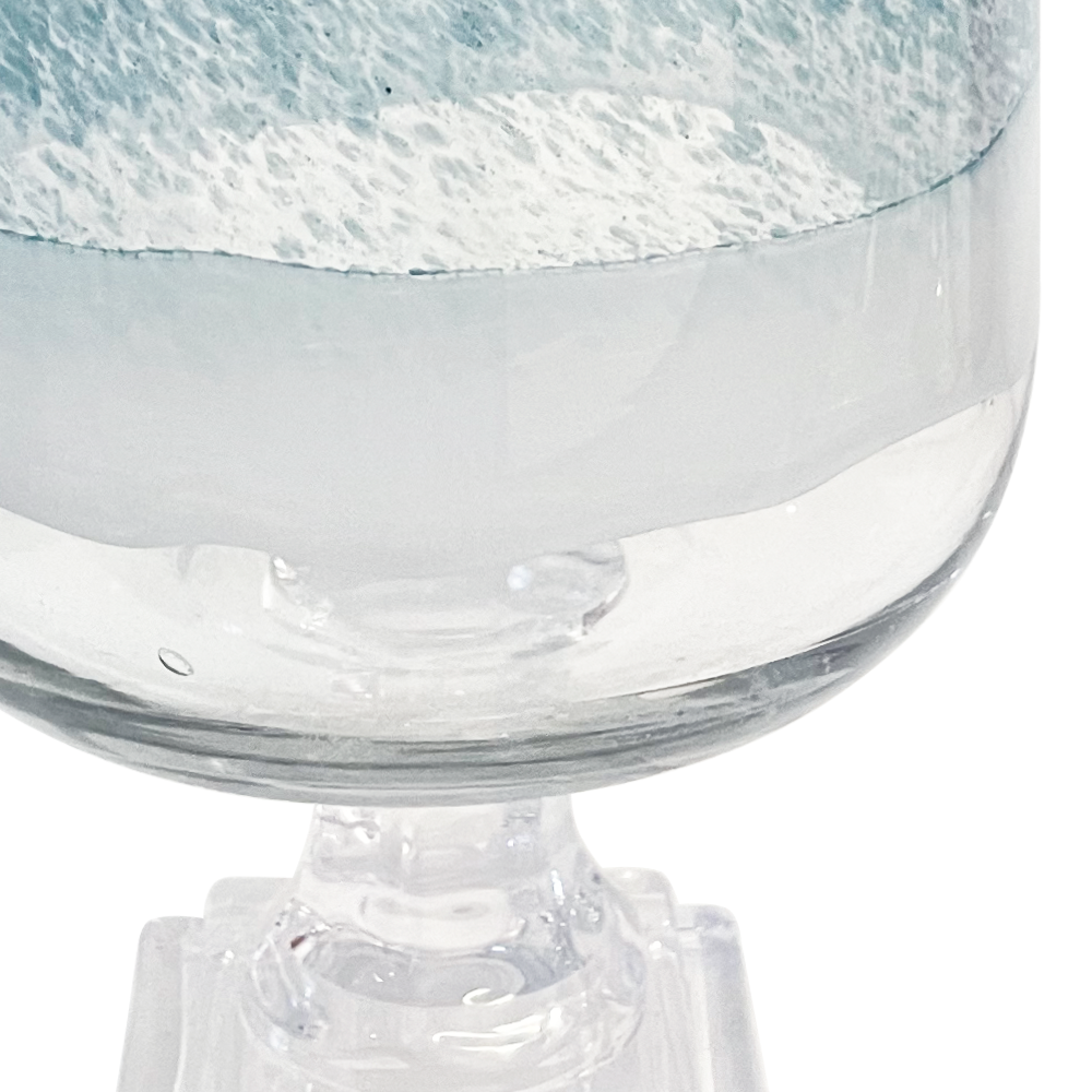 49646	 D7.3"H8.7" - GLASS VASE ON PEDESTAL