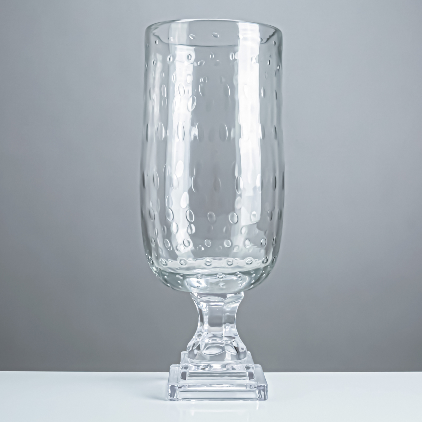 49655 D7.1"H12.6" - GLASS VASE W/ PEDESTAL