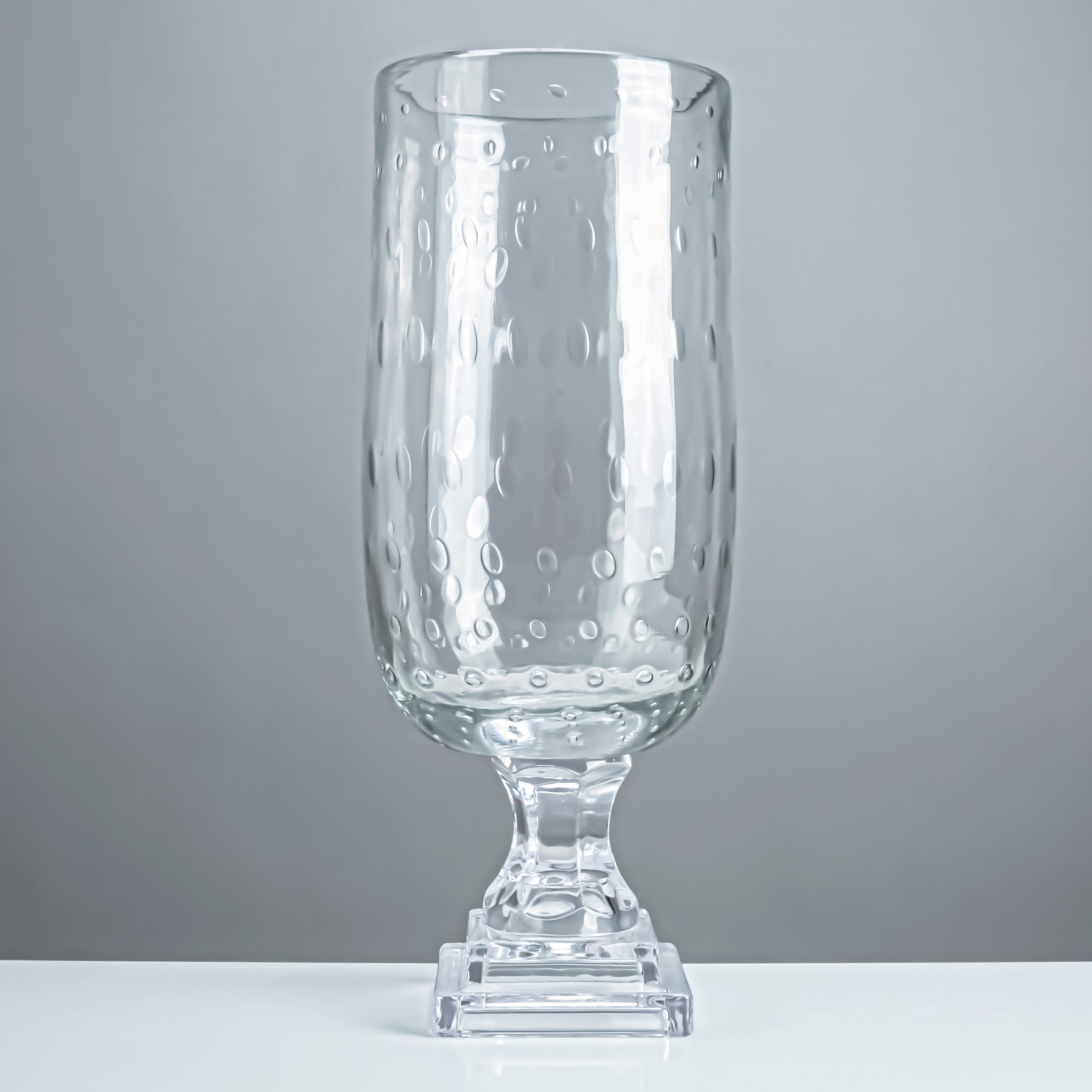 49655 D7.1"H12.6" - GLASS VASE W/ PEDESTAL