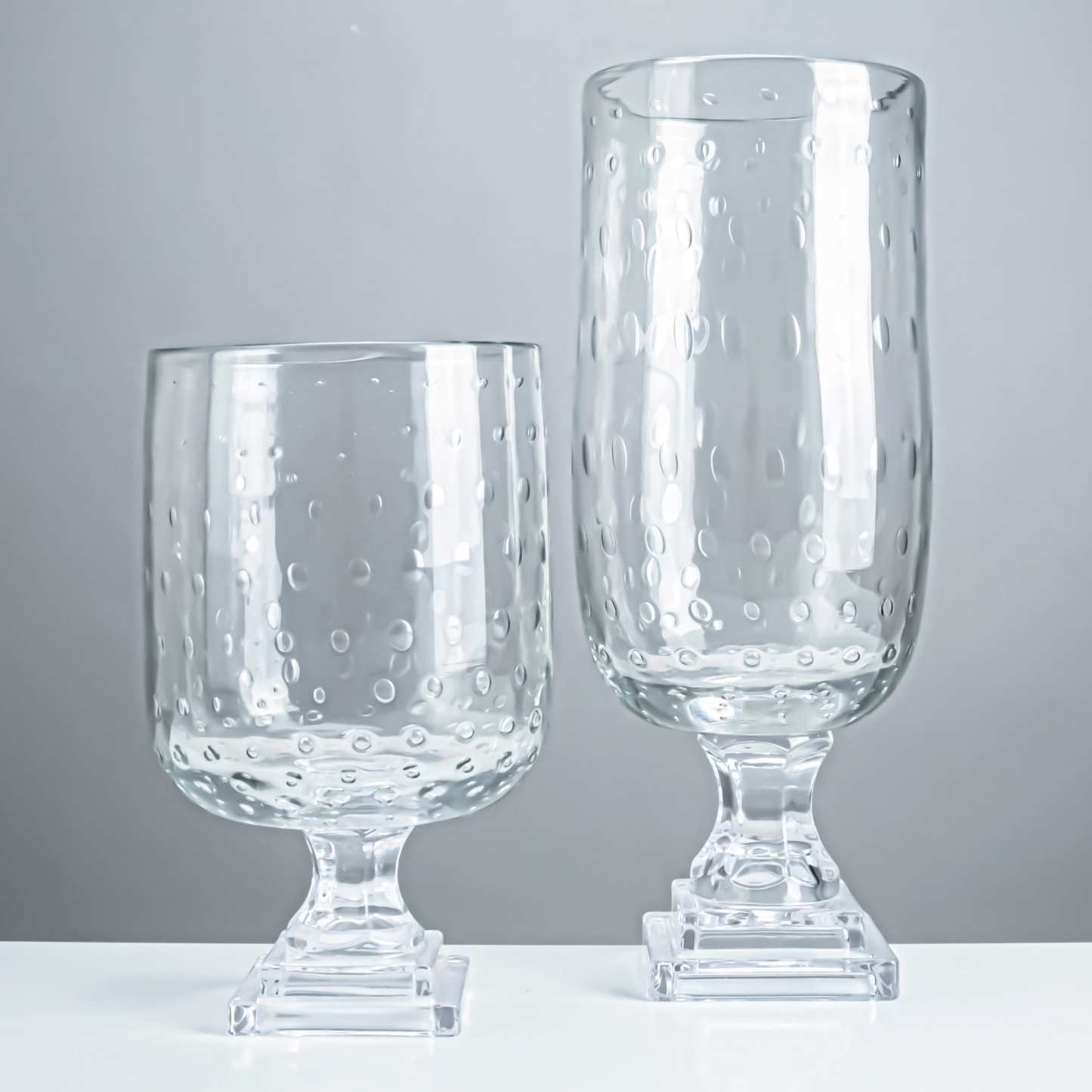 49655 D7.1"H12.6" - GLASS VASE W/ PEDESTAL