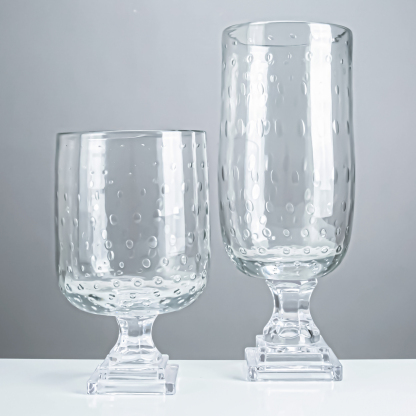 49655	 D7.1"H12.6" - GLASS VASE W/ PEDESTAL