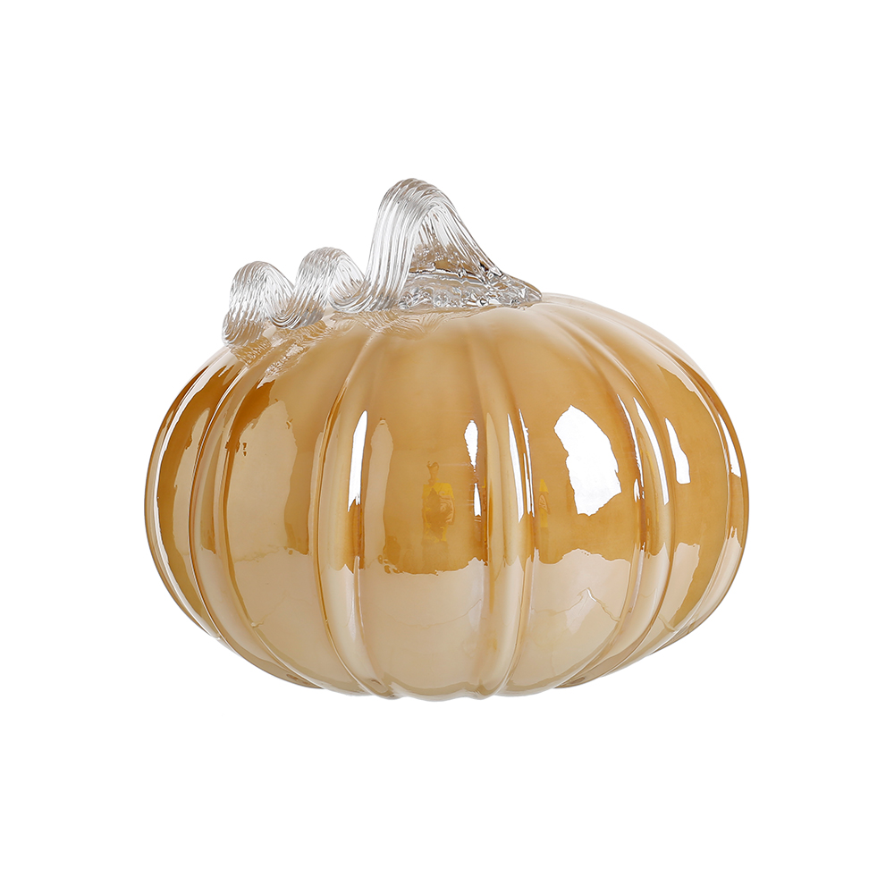 D8"H6" - GLASS PUMPKIN WITH CURLY STEM