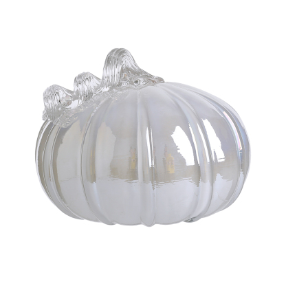 49680-4	 D8"H6" - GLASS PUMPKIN WITH CURLY STEM