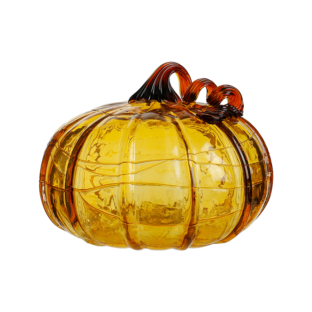 D8"H6" - GLASS PUMPKIN WITH CURLY STEM