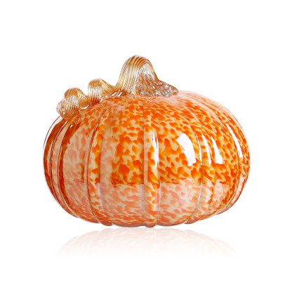 D8"H6" - GLASS PUMPKIN WITH CURLY STEM