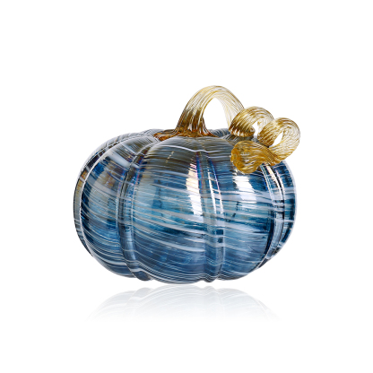 D6.7"H5.9" - GLASS PUMPKIN WITH CURLY STEM