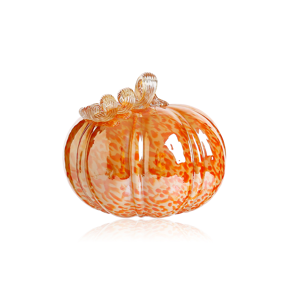 D6.7"H5.9" - GLASS PUMPKIN WITH CURLY STEM