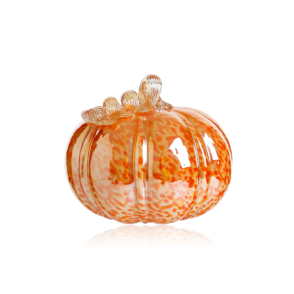 D6.7"H5.9" - GLASS PUMPKIN WITH CURLY STEM