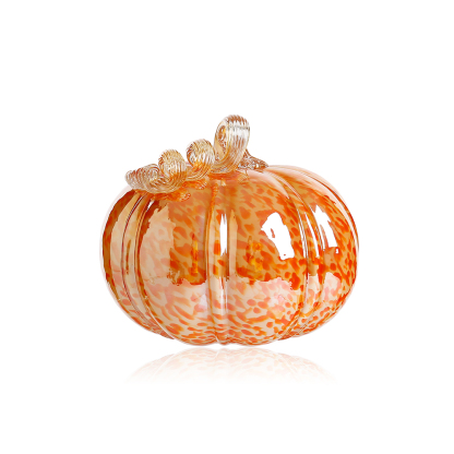 D6.7"H5.9" - GLASS PUMPKIN WITH CURLY STEM