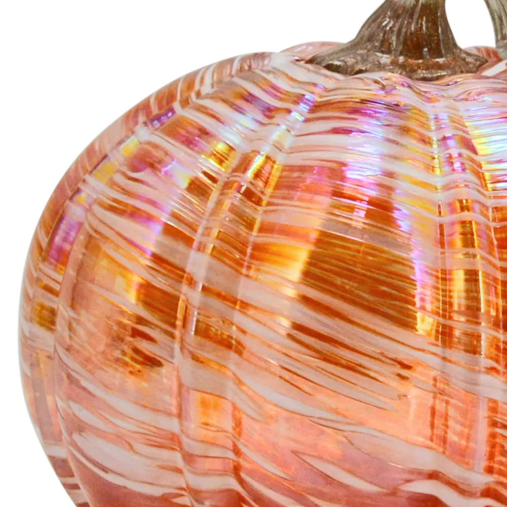 49682-1	 D9.8"H9" - GLASS PUMPKIN WITH CURLY STEM