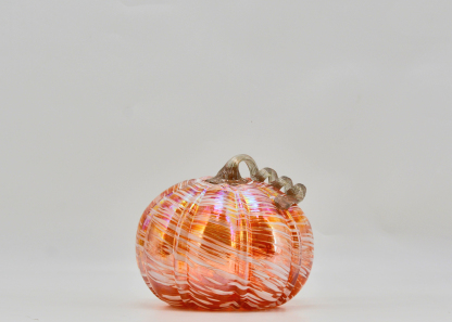D9.8"H9" - GLASS PUMPKIN WITH CURLY STEM