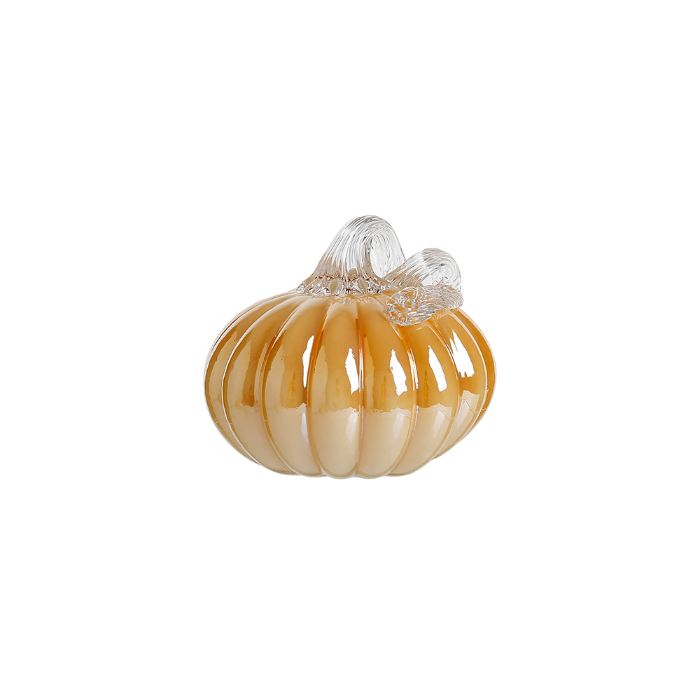D5"H4.3" - GLASS PUMPKIN WITH CURLY STEM