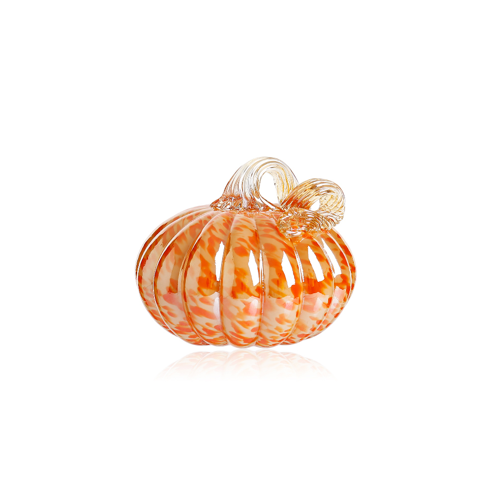 D5"H4.3" - GLASS PUMPKIN WITH CURLY STEM
