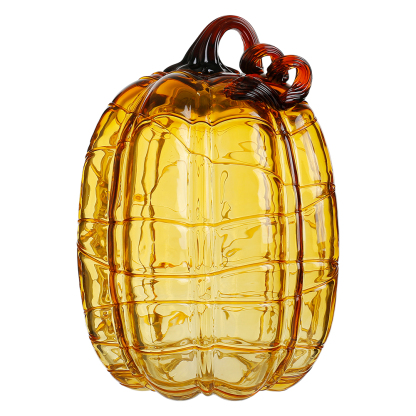 *D7.3"H11" - GLASS PUMPKIN WITH CURLY STEM