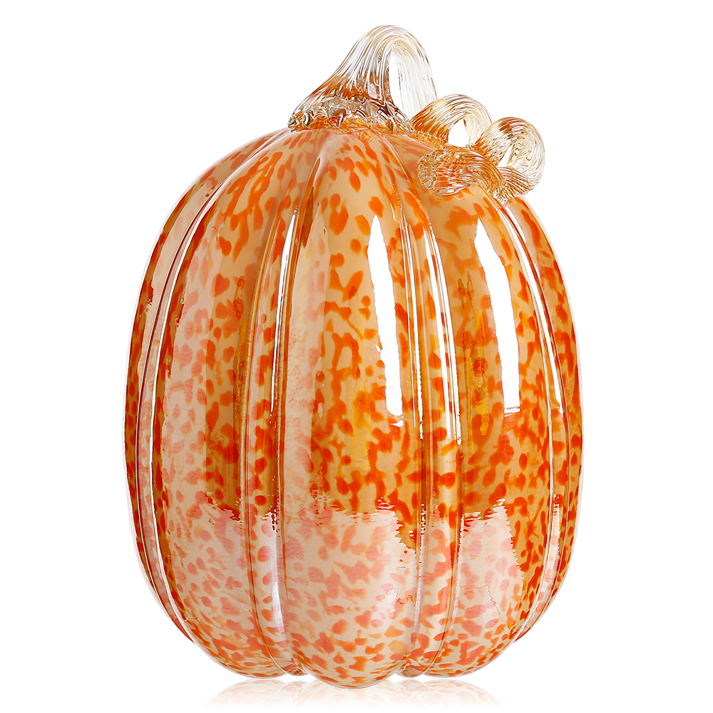 D7.3"H11" - GLASS PUMPKIN WITH CURLY STEM
