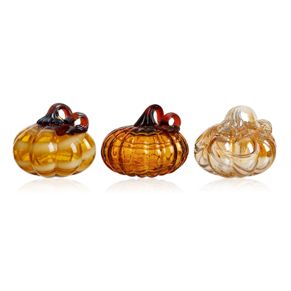 D5"H4.3" - SET OF 3 GLASS PUMPKINS