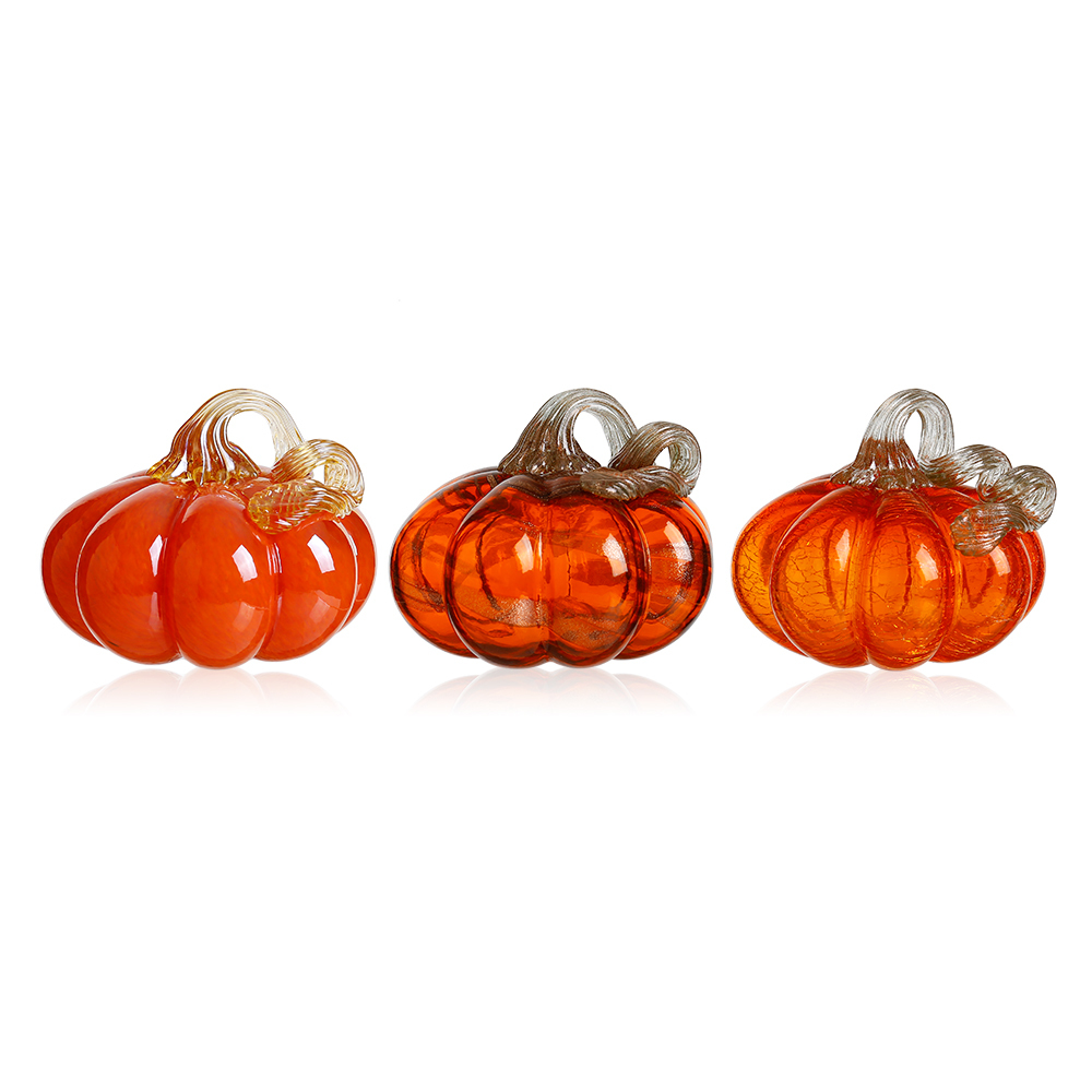 D5"H4.3" - SET OF 3 GLASS PUMPKINS