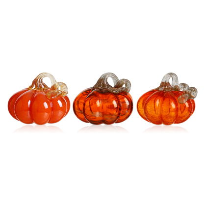 D5"H4.3" - SET OF 3 GLASS PUMPKINS