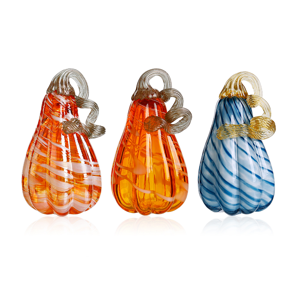 D3.5"H6.7" - SET OF 3 GLASS PUMPKINS