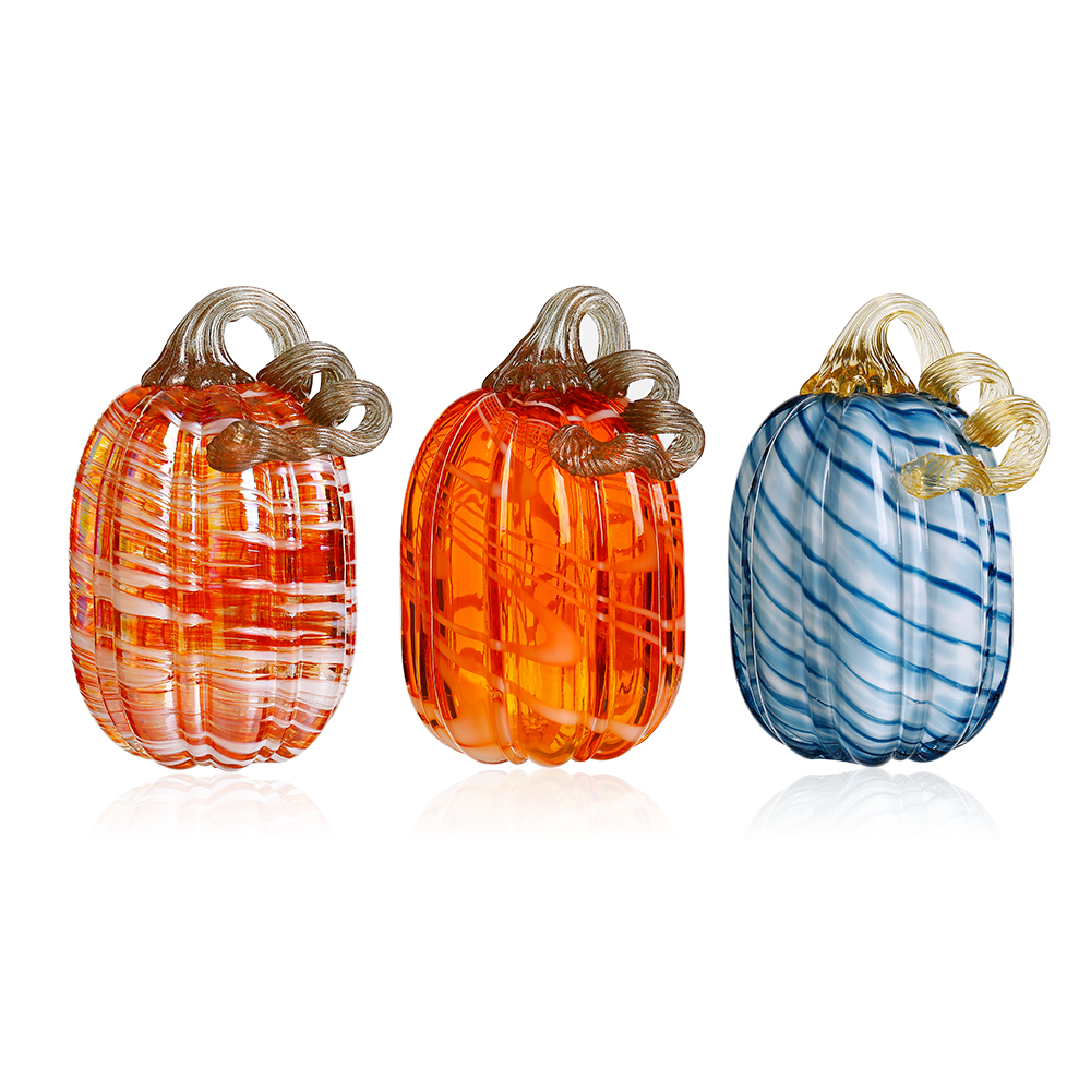 49689ASST	 *D3.5"H6.3" - SET OF 3 GLASS PUMPKINS