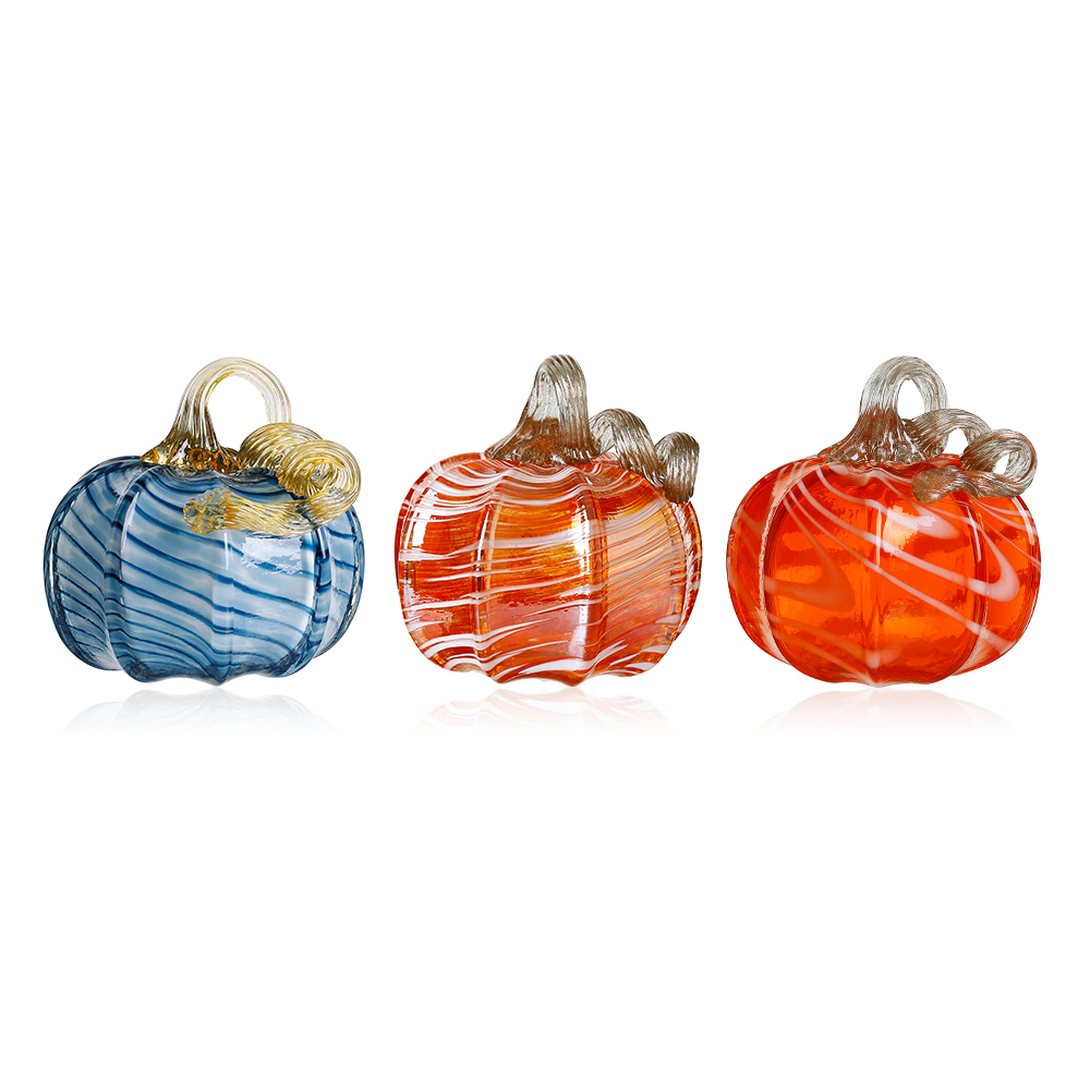 49690ASST	 *D4.7"H6" - SET OF 3 GLASS PUMPKINS