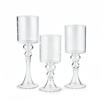 51287	 D4.5"H12"/14"/15.5" - SET OF 3 HURRICANE CANDLE HOLDERS