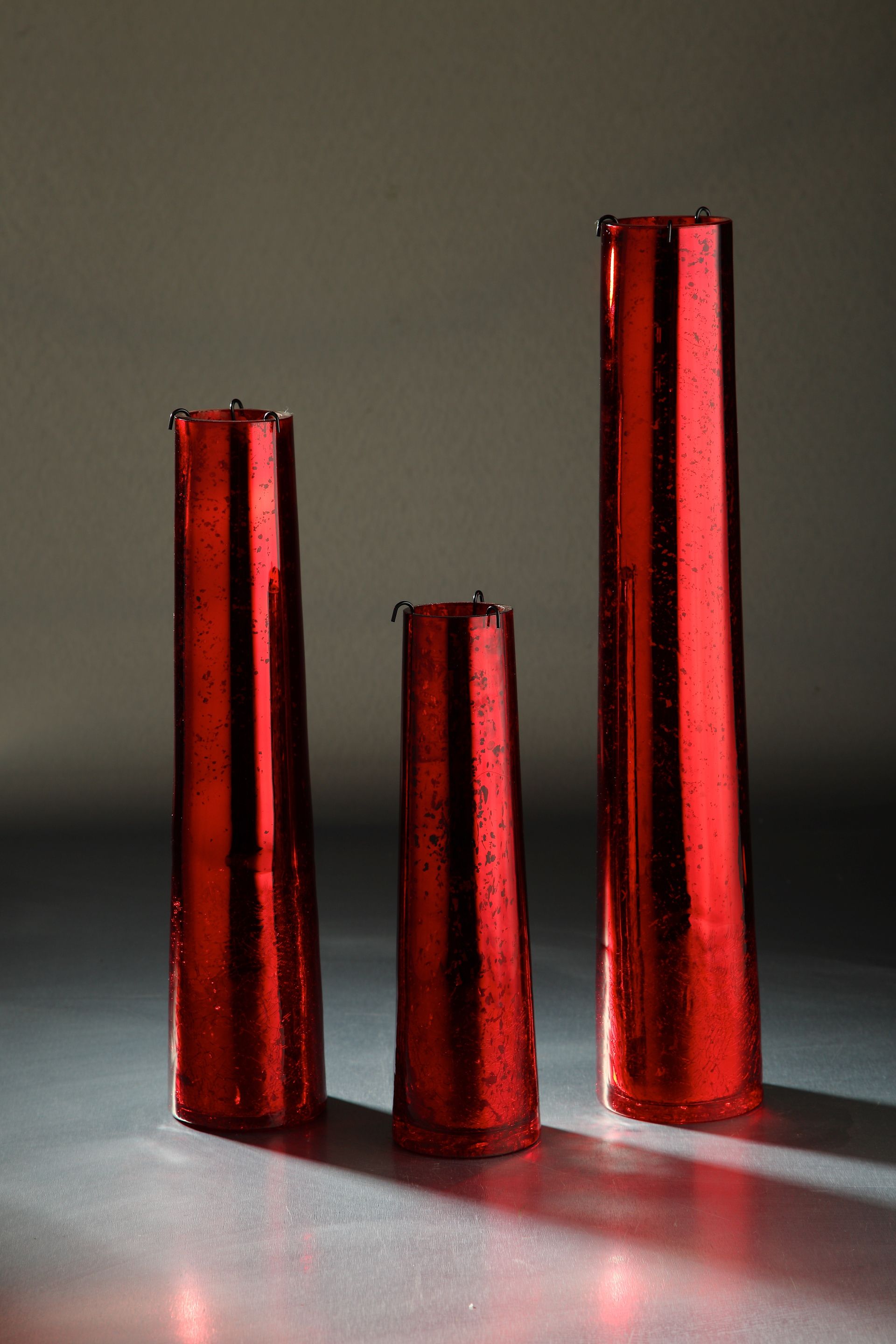 51700-R	 D3.5"H19.5"/15.5"/12" - SET OF 3 MERCURY GLASS VOTIVE CANDLE