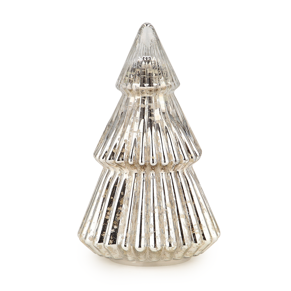 51951	 *D6"H10.5" - MERCURY GLASS CHRISTMAS TREE