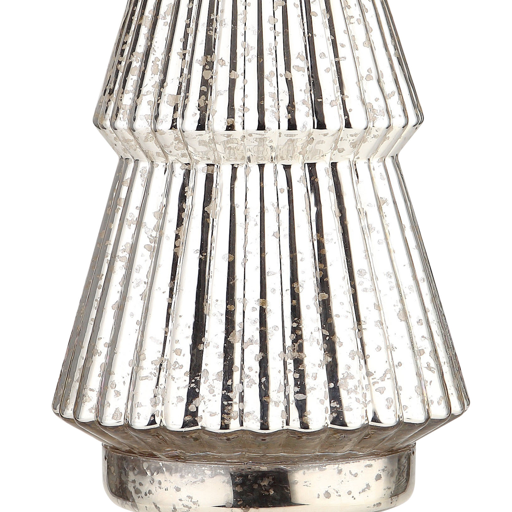 51956	 D8.5"H30" - MERCURY GLASS CHRISTMAS TREE ON PEDESTAL