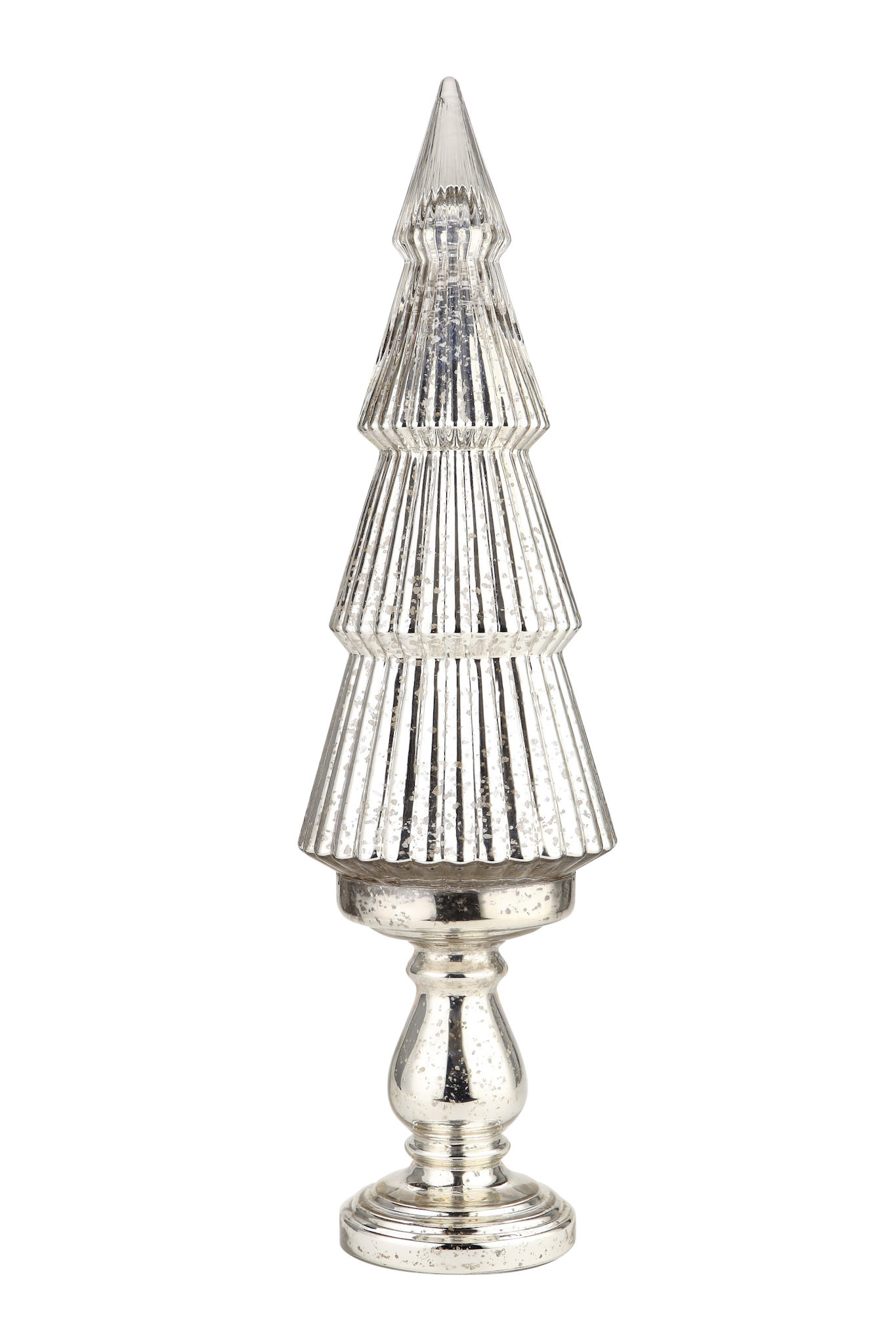 D8.5"H30" - MERCURY GLASS CHRISTMAS TREE ON PEDESTAL