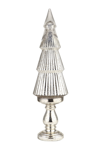 D8.5"H30" - MERCURY GLASS CHRISTMAS TREE ON PEDESTAL