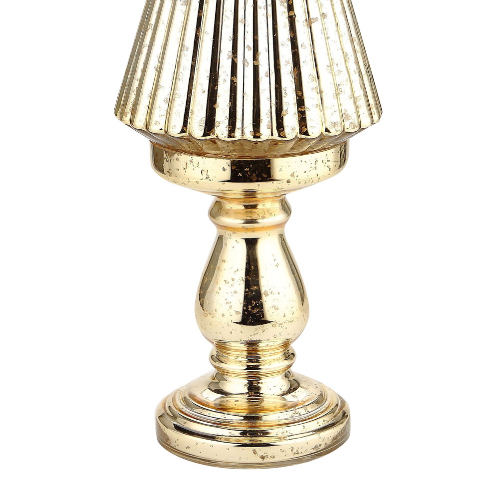 51957	 D8.5"H30" - MERCURY GLASS CHRISTMAS TREE ON PEDESTAL