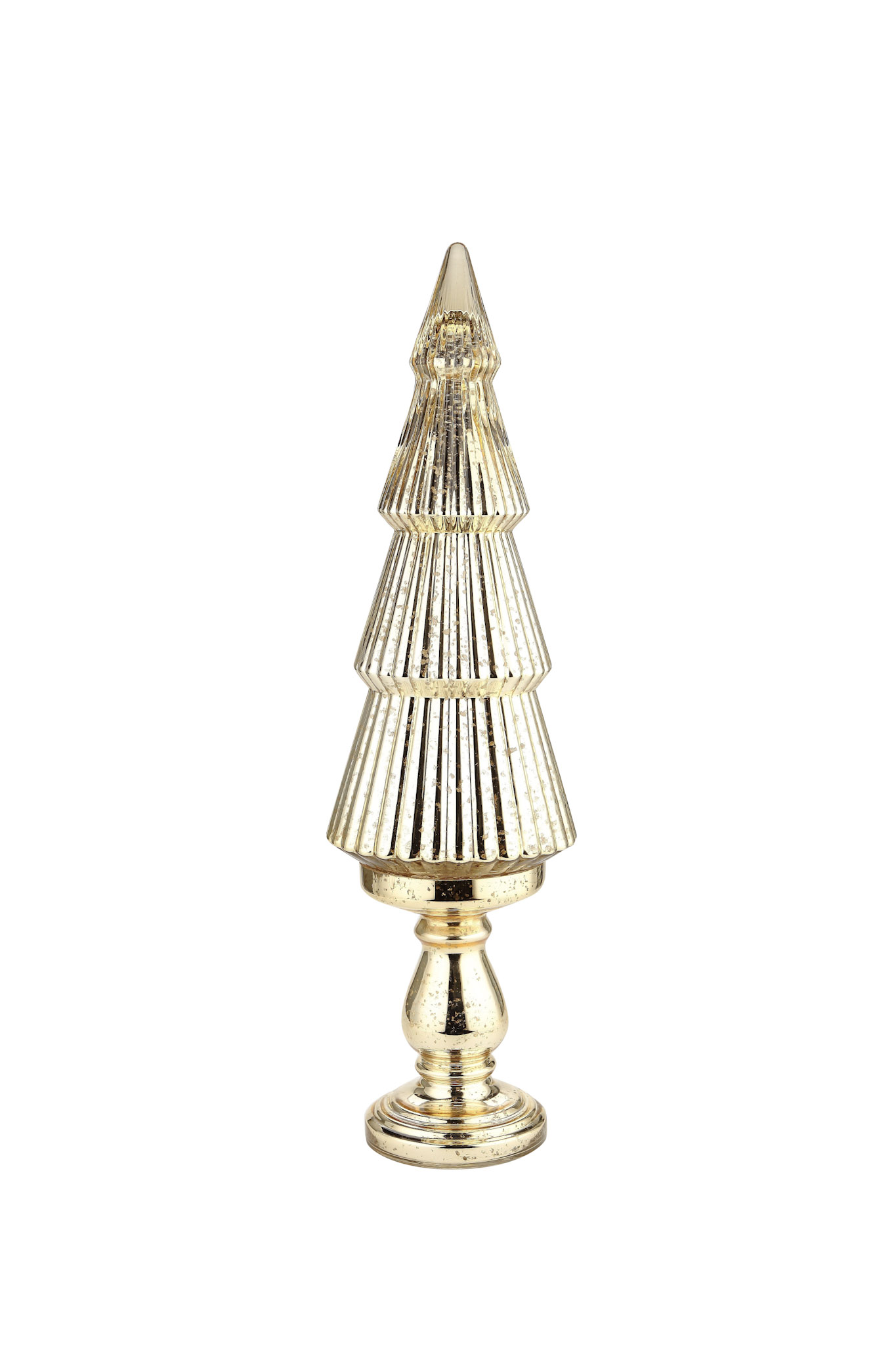D8.5"H30" - MERCURY GLASS CHRISTMAS TREE ON PEDESTAL