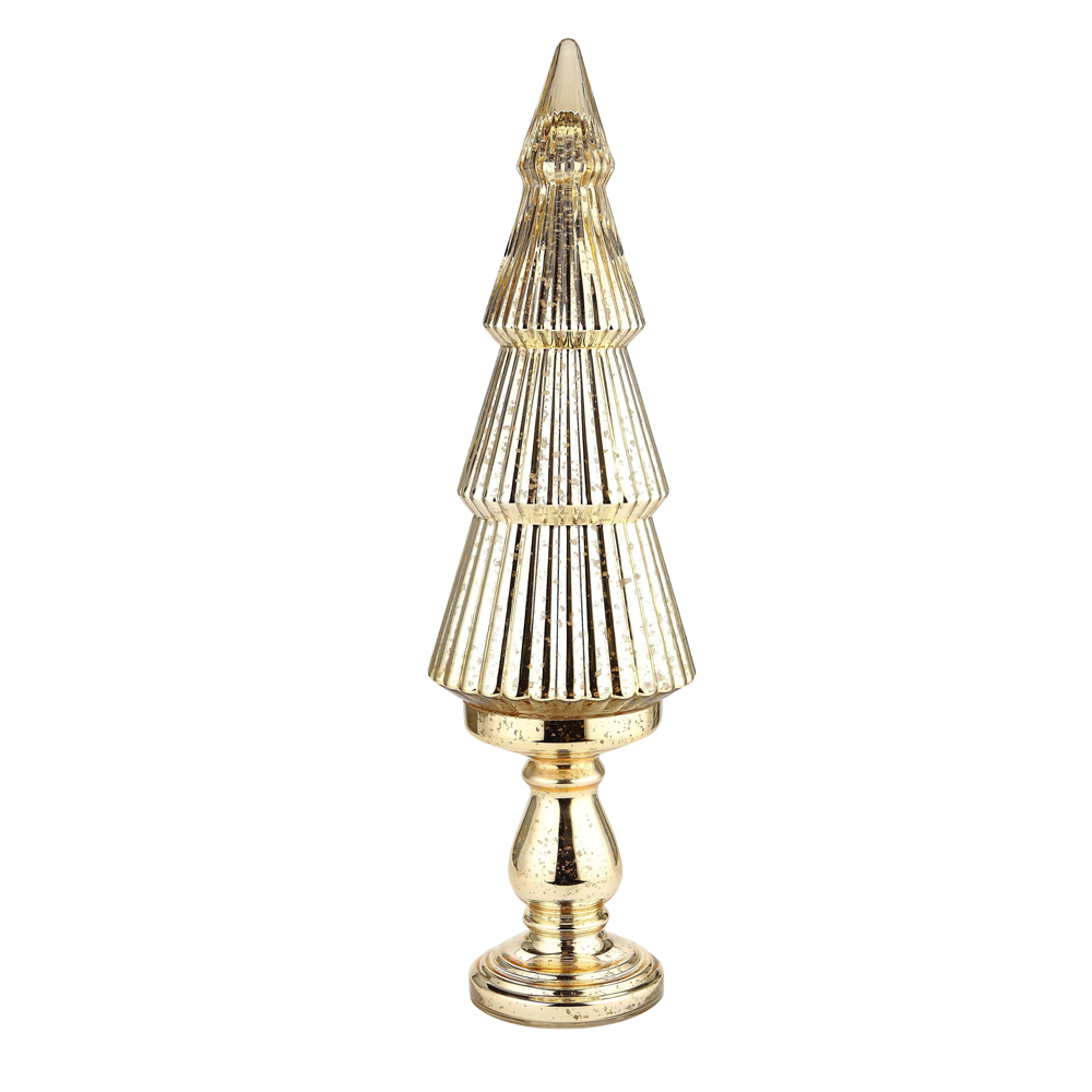 51957	 D8.5"H30" - MERCURY GLASS CHRISTMAS TREE ON PEDESTAL