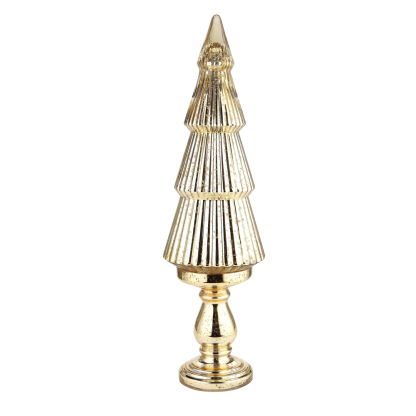 51957	 D8.5"H30" - MERCURY GLASS CHRISTMAS TREE ON PEDESTAL